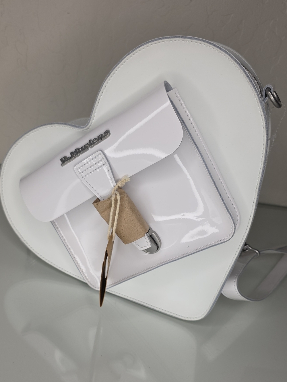 DR Martens Hearts Leather Heart Backpack In White